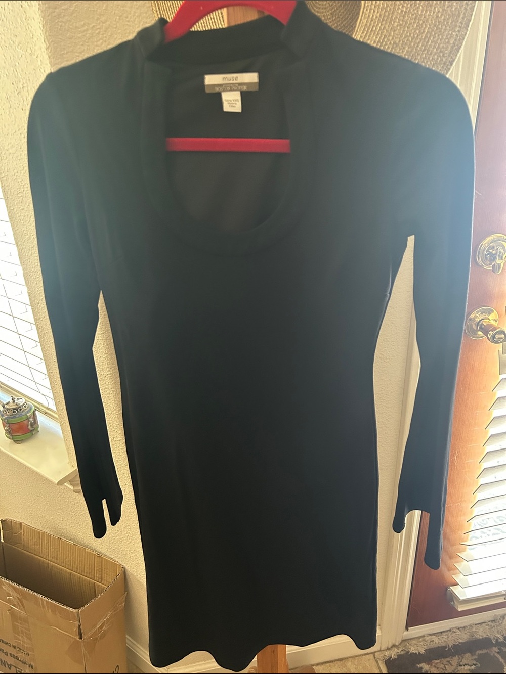 Muse Black Long Sleeve Scoop Dress